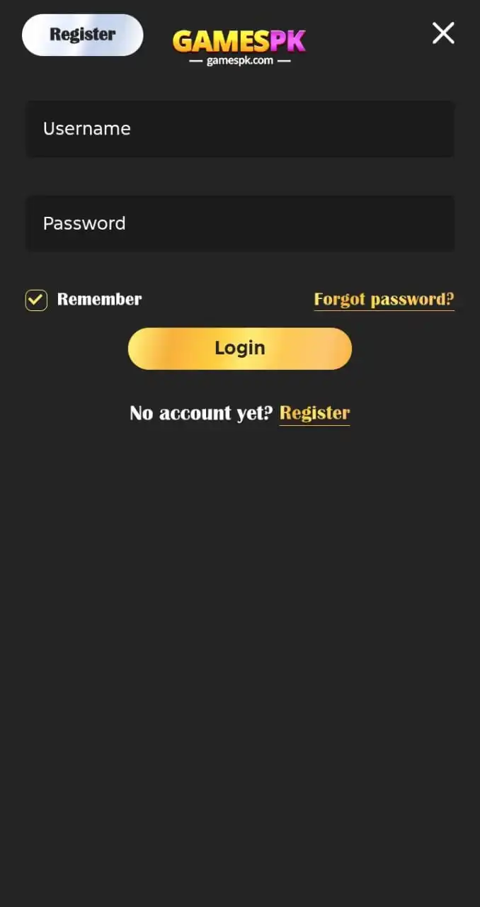 Login on GamesPK